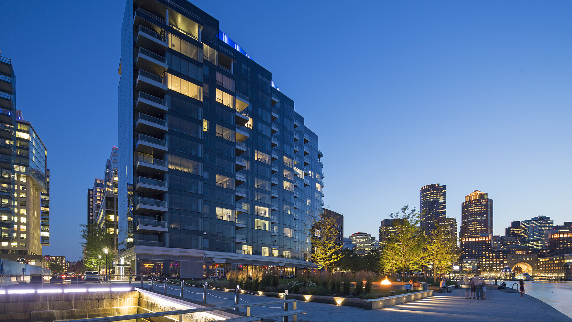 twenty two liberty at night looking at city