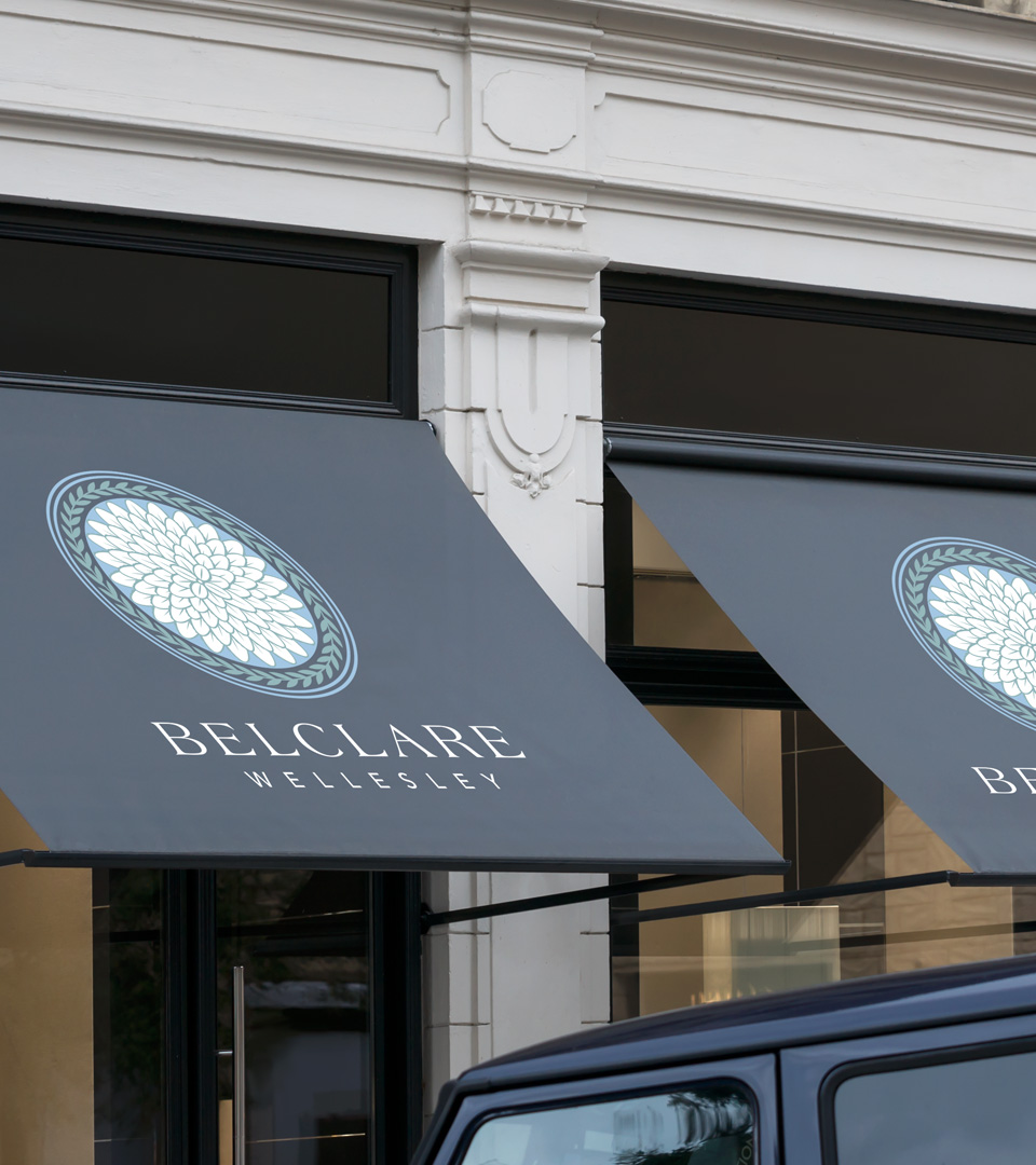 belclare Wellesley awnings with logo