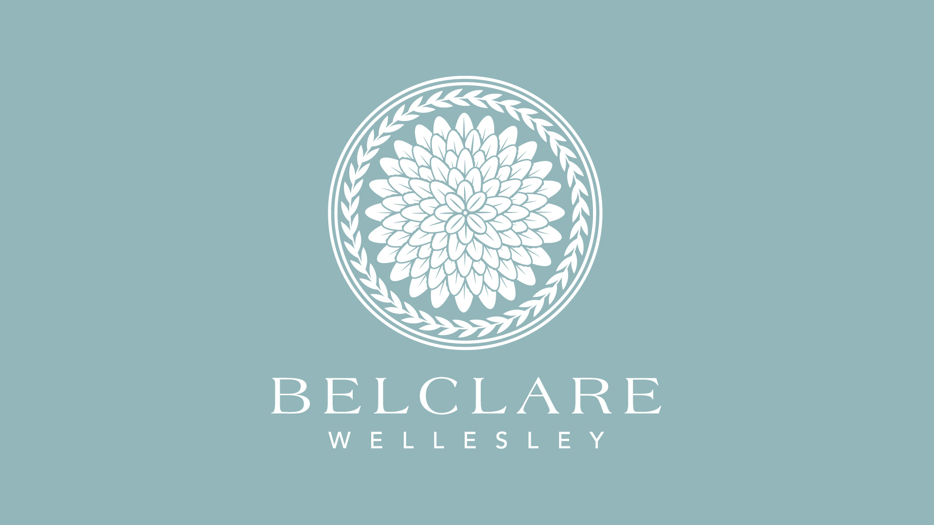 Belclare logo on blue background