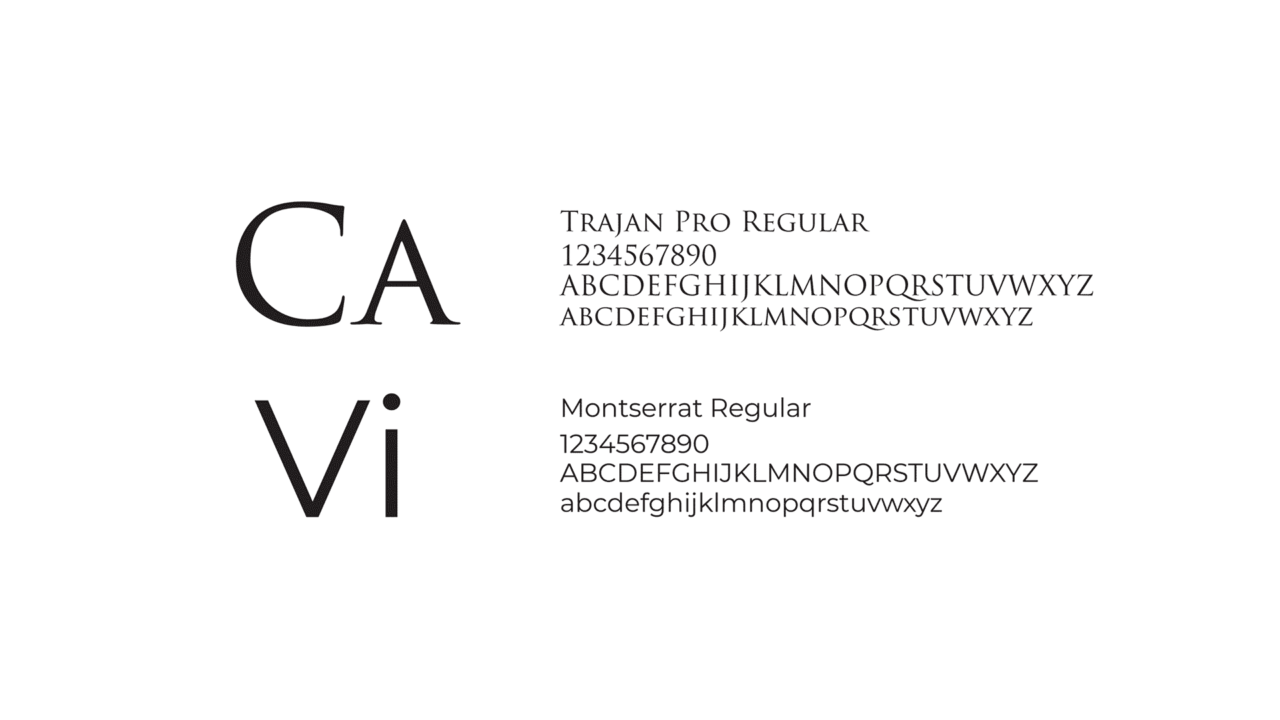 Trajan and Montserratt regular fonts for Calda Vita logo