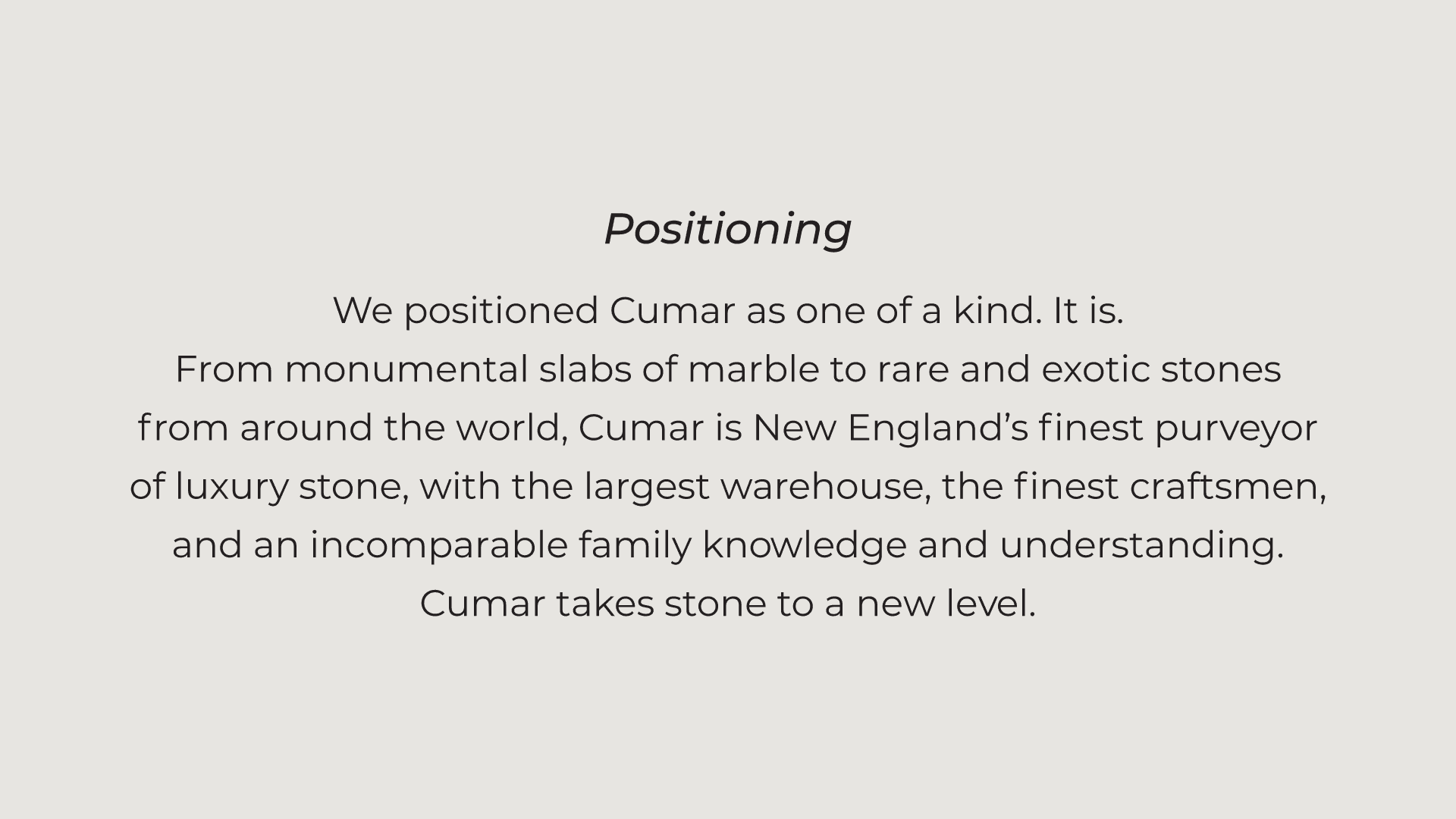 Cumar positioning