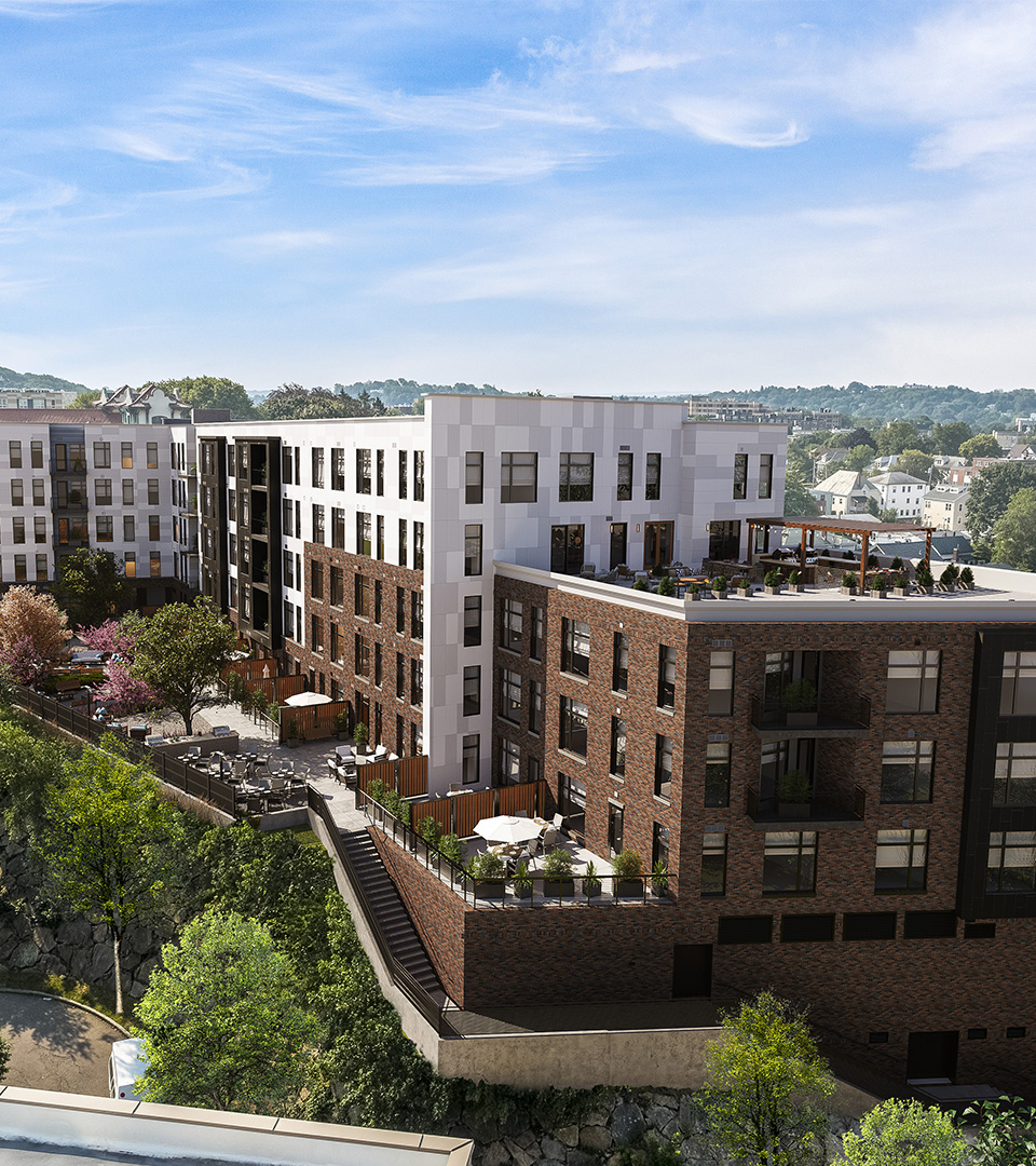 stratus exterior aerial view northwest with roofdeck