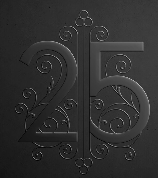 25 beacon embossed logo on black