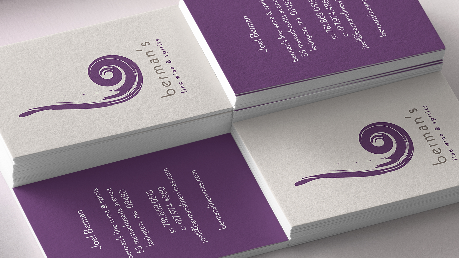 Bermans fine wine & spirits overview with business cards