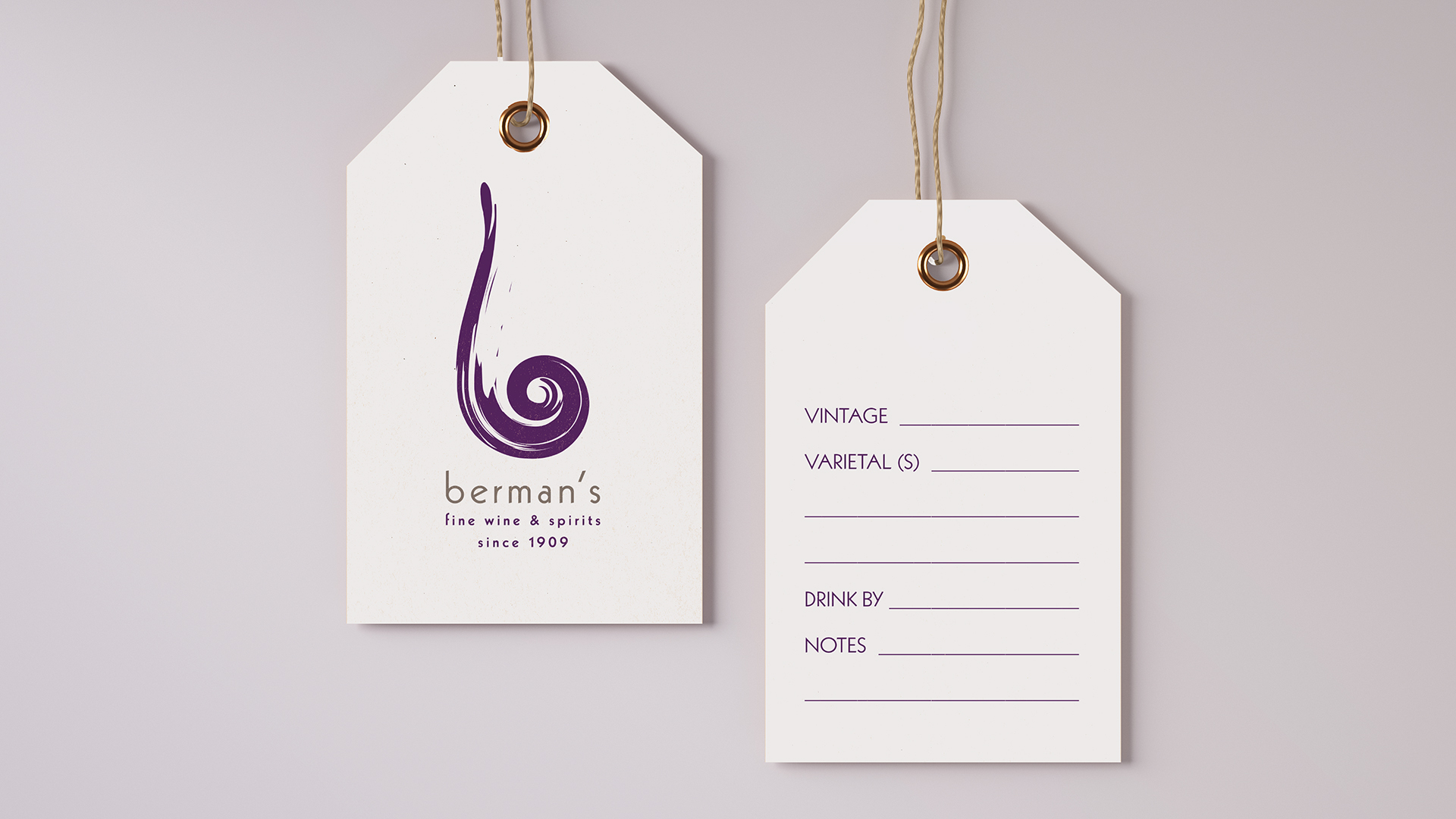 Bermans fine wine & spirits overview of wine bottle tags