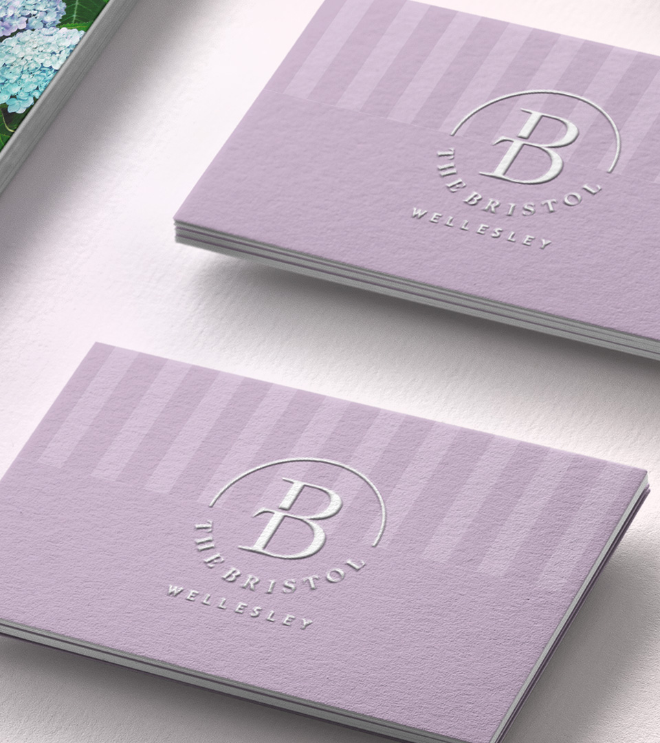 the bristol wellesley 2 business cards with embossed logo