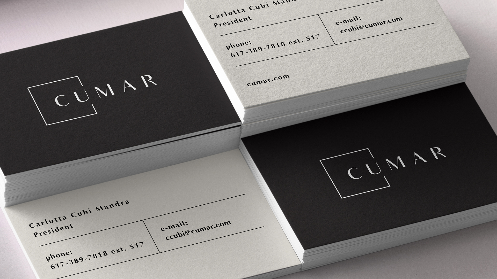 cumar business cards with front and back