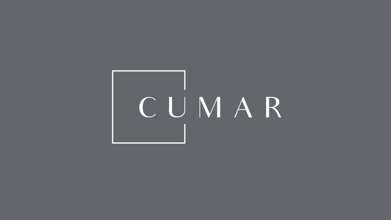 cumar logo white on gray