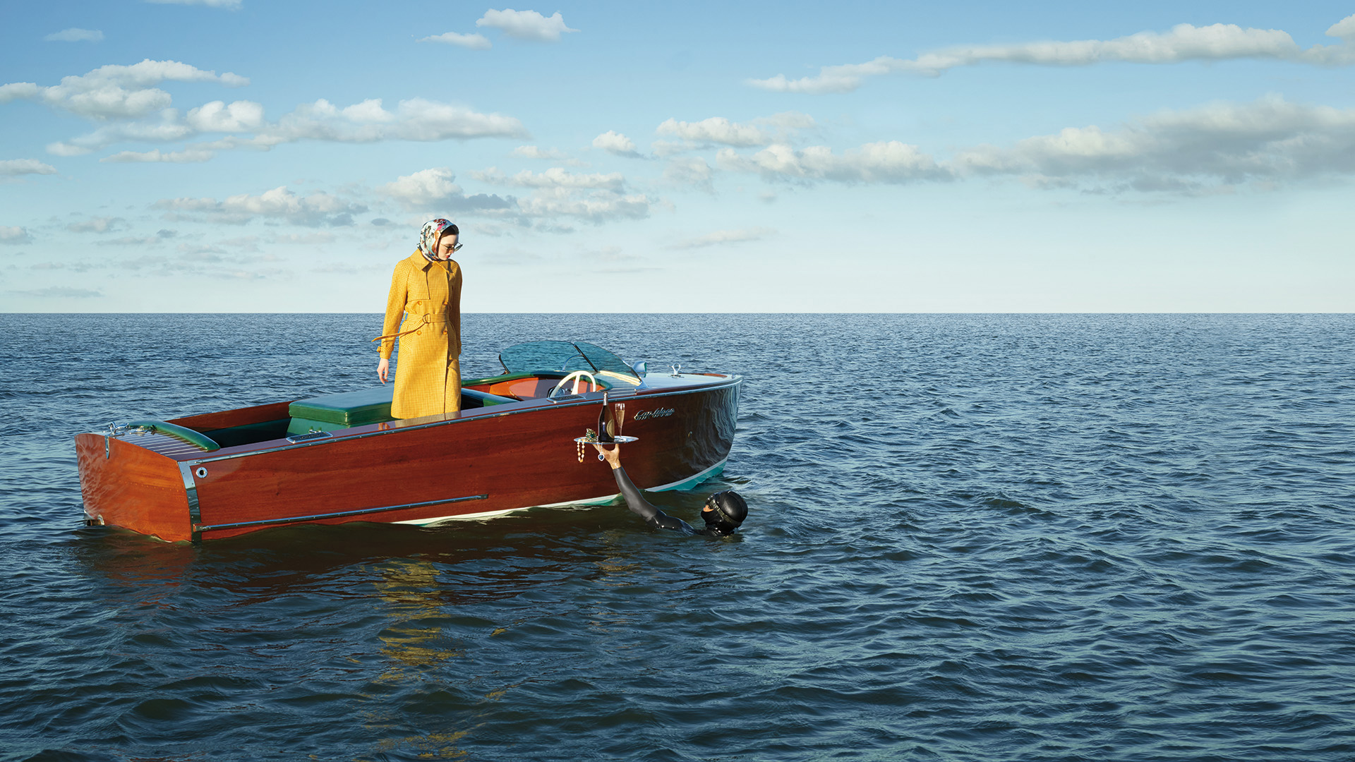 echelon ad campaign woman in boat