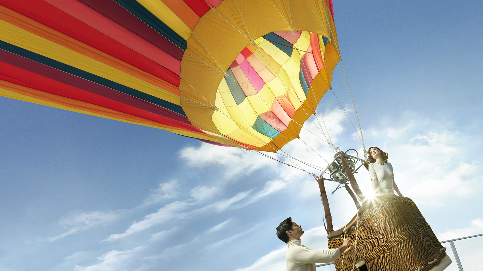 echelon print ad balloon with girl and man