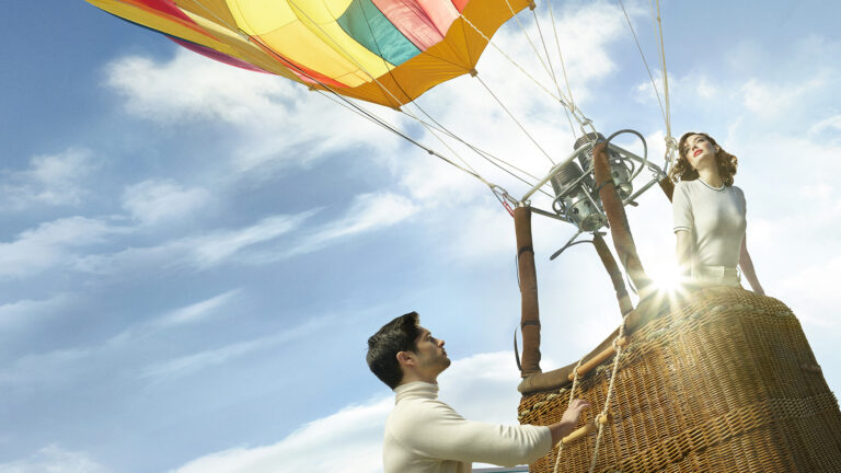 echelonseaport couple in hot air balloon by Adams Design Boston