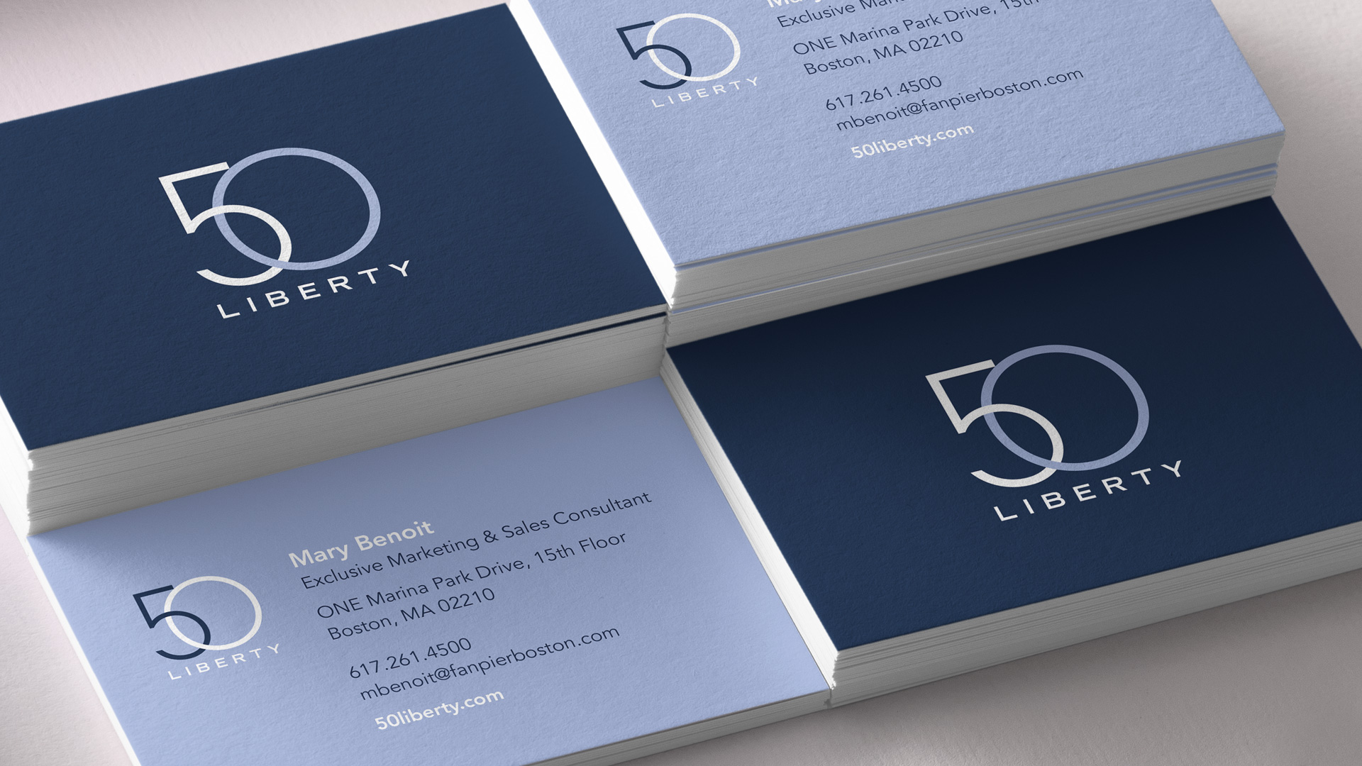 50 Liberty identity and business cards