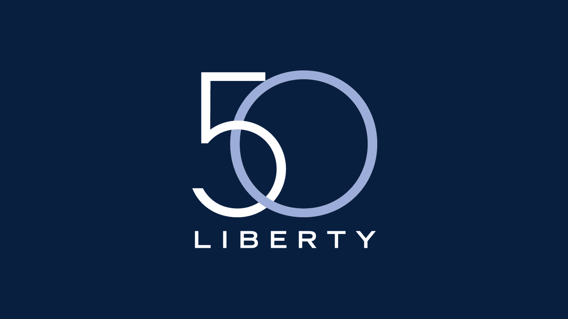 50 Liberty identity and ogo on navy blue background