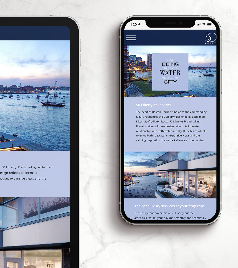50 Liberty iPad and iPhone with mobile website