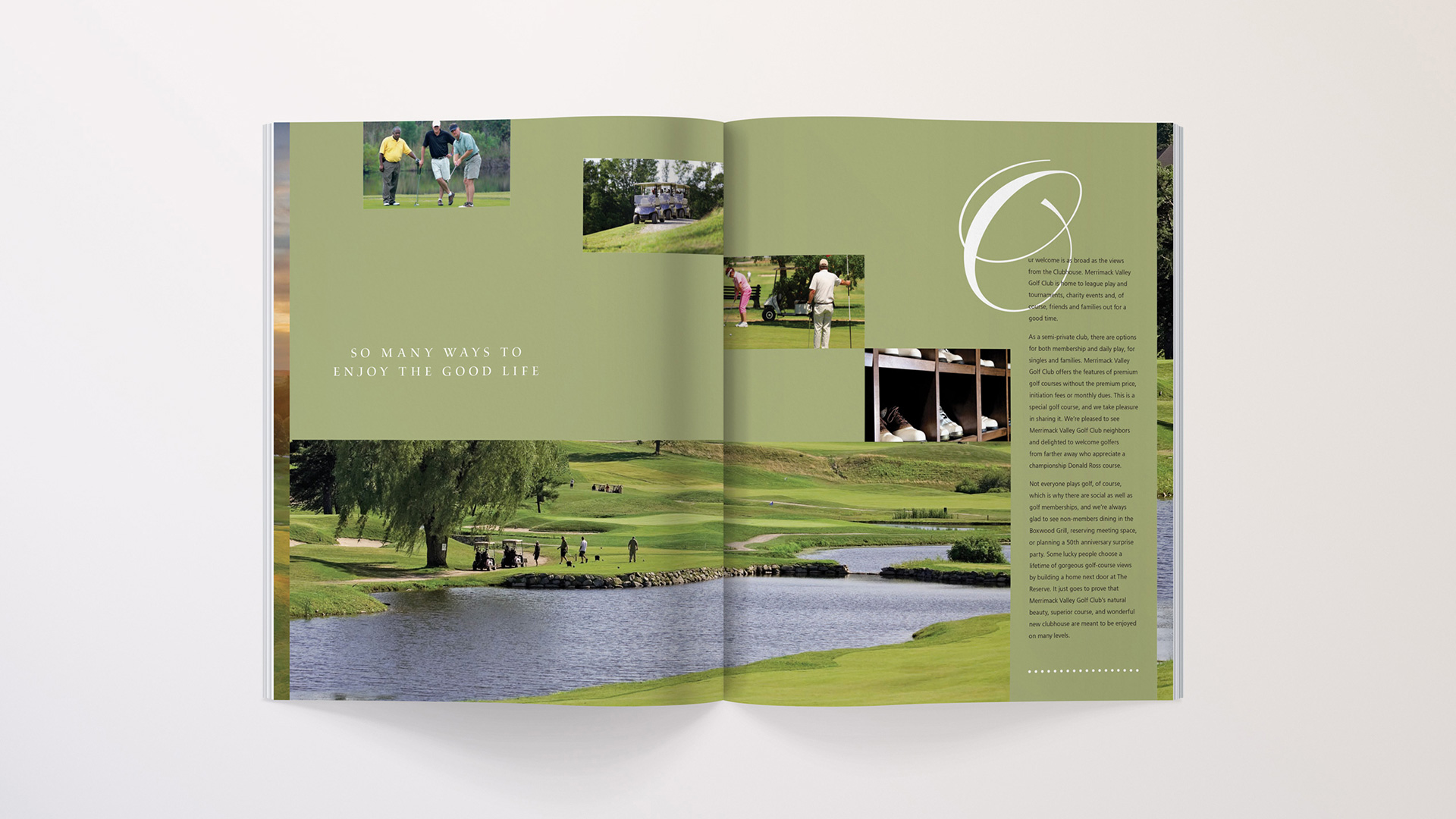 merrimack golf club brochure with green background