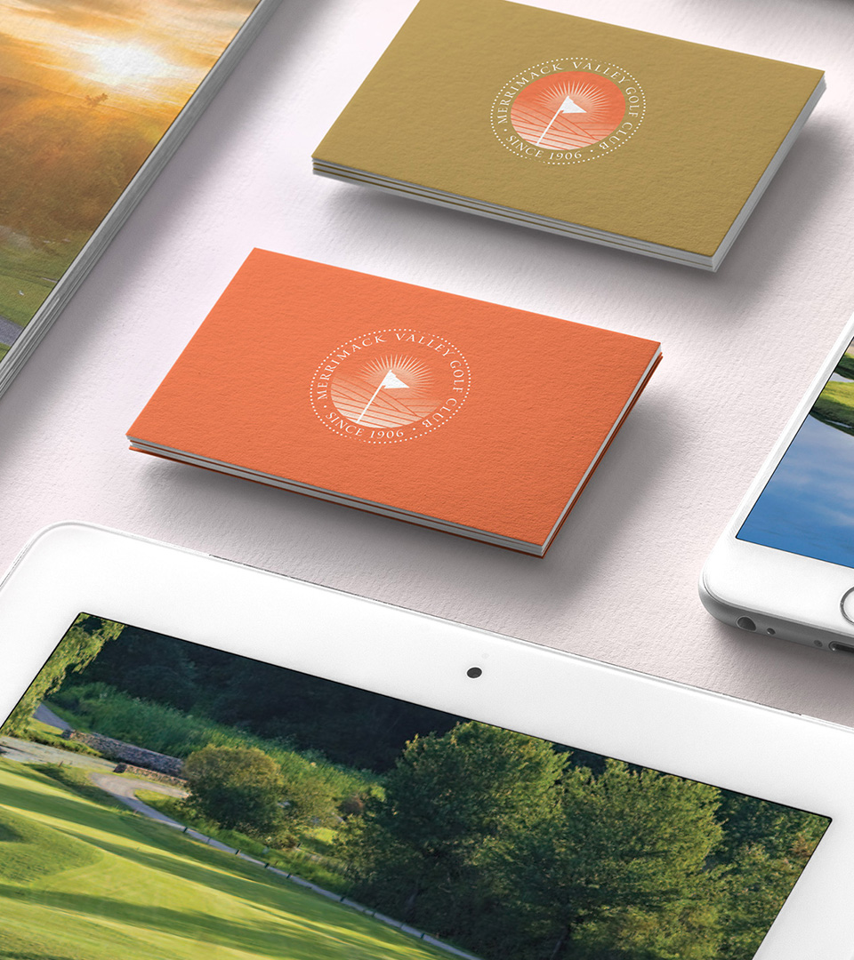 merrimack golf club business cards by best boston logo design agency