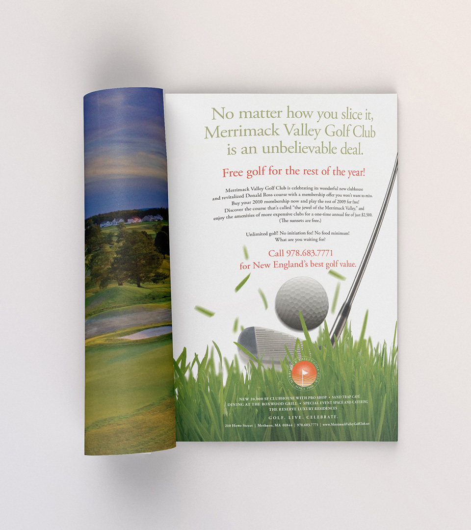 merrimack golf club print ad campaign