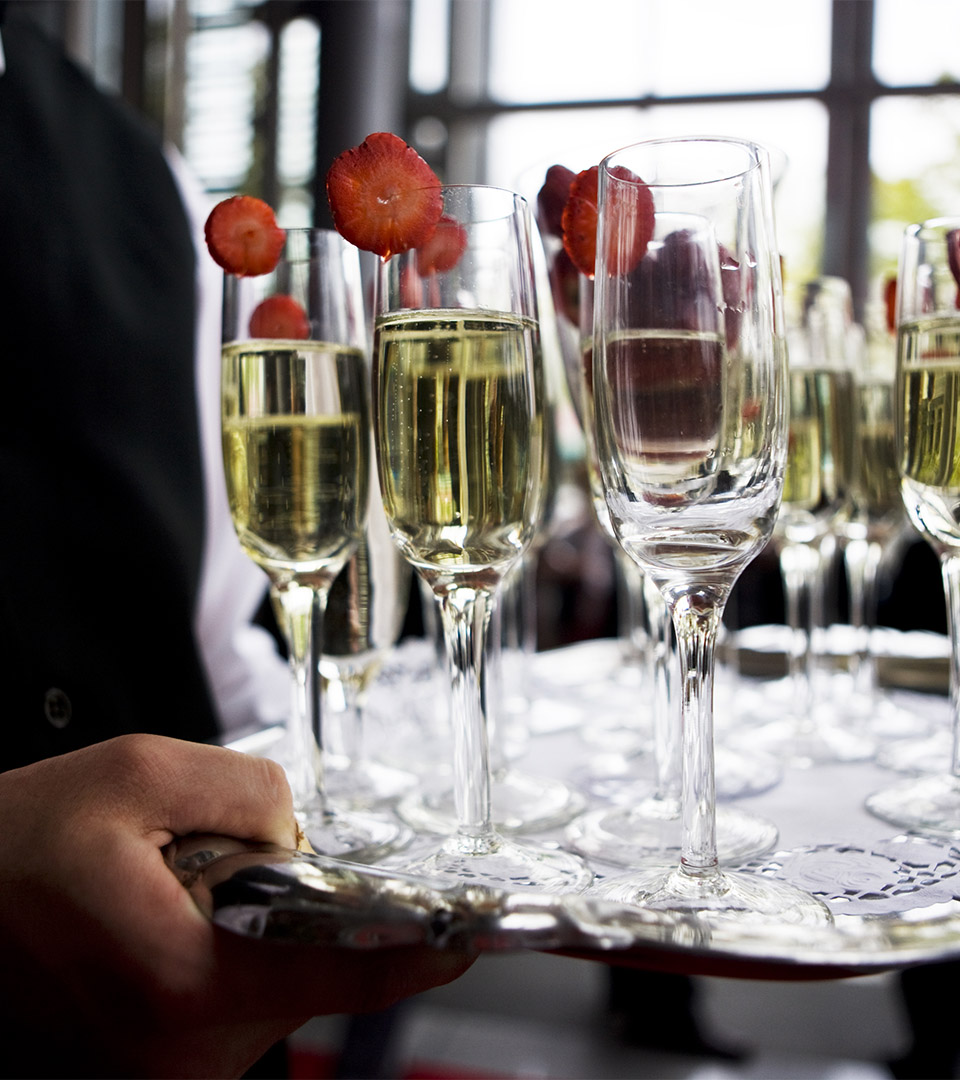 merrimack valley golf club waiter with champagne on sliver tray