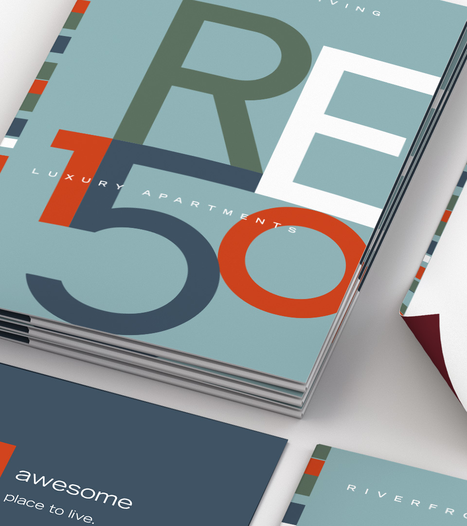 re150 branding with folder and letterhead