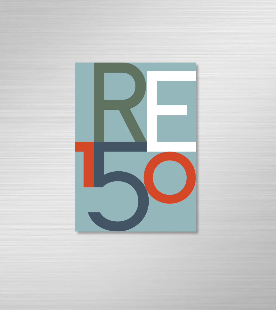 re150 logo on silver for signage