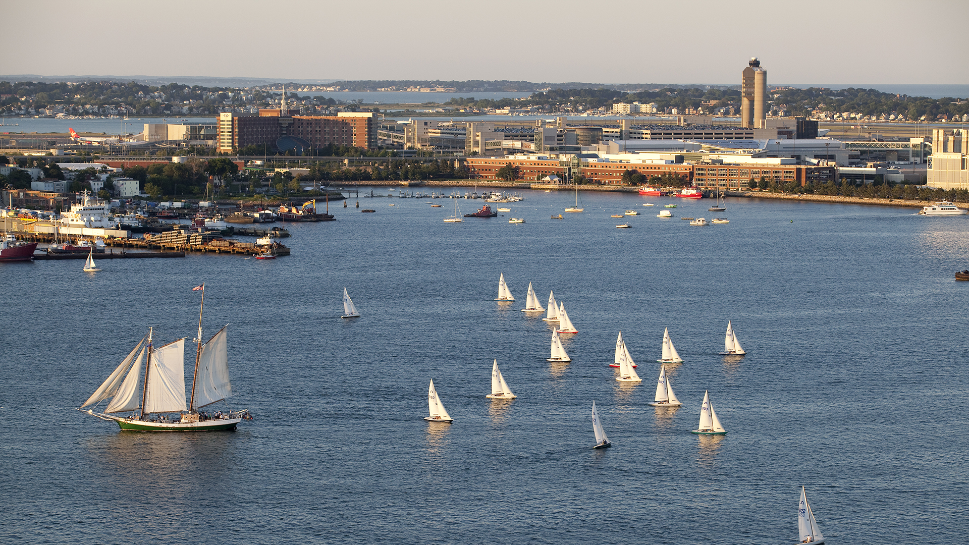 sailboats in boston harbor