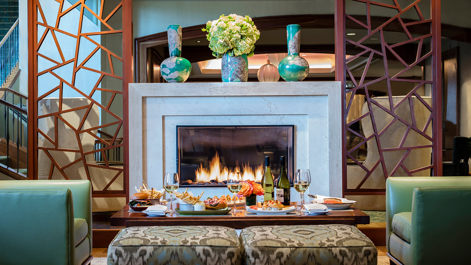 seaport hotel tamo fireplace with food