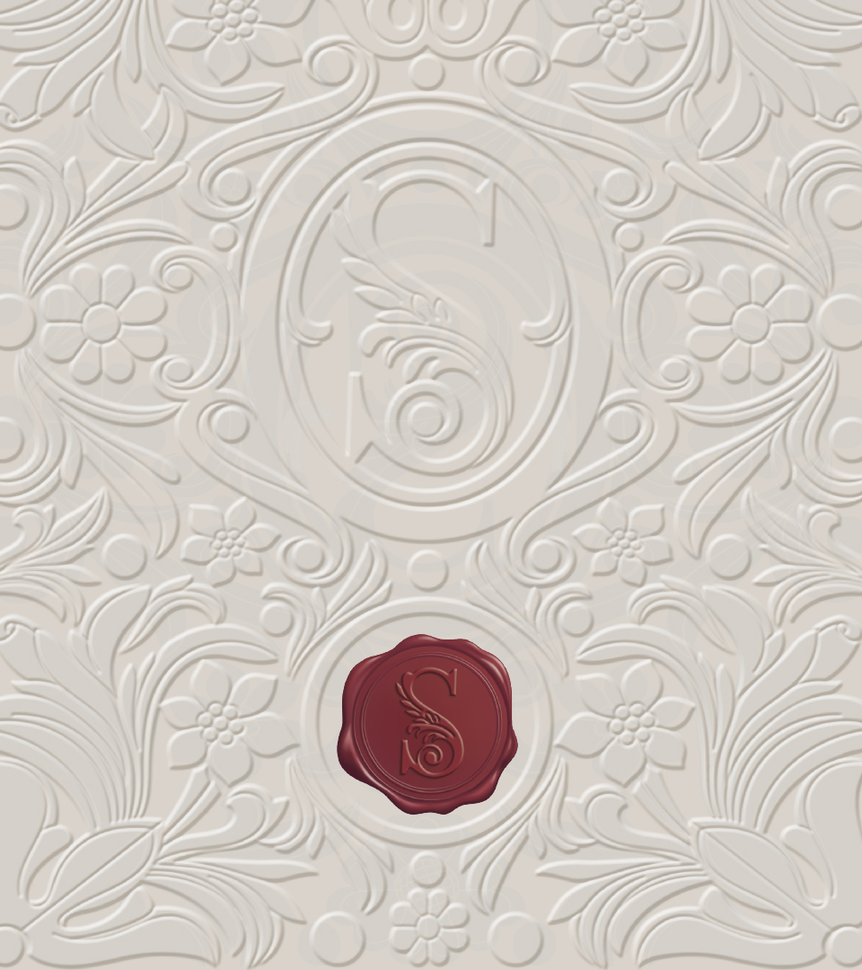 signet embossed cover with red seal for identity
