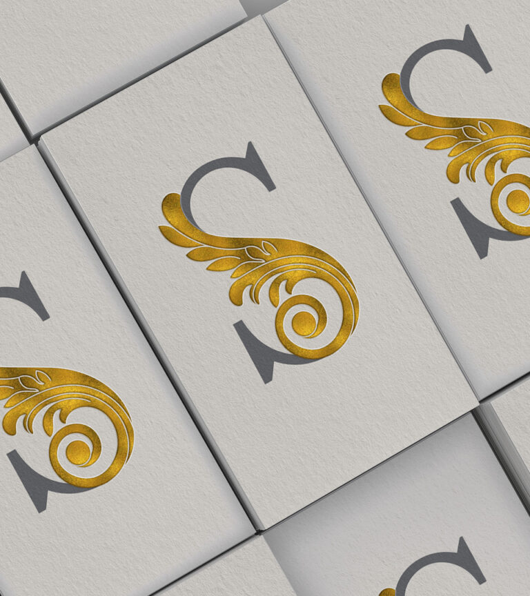 signet-stamped bus crds with gold and silver by adams design best graphic design agency