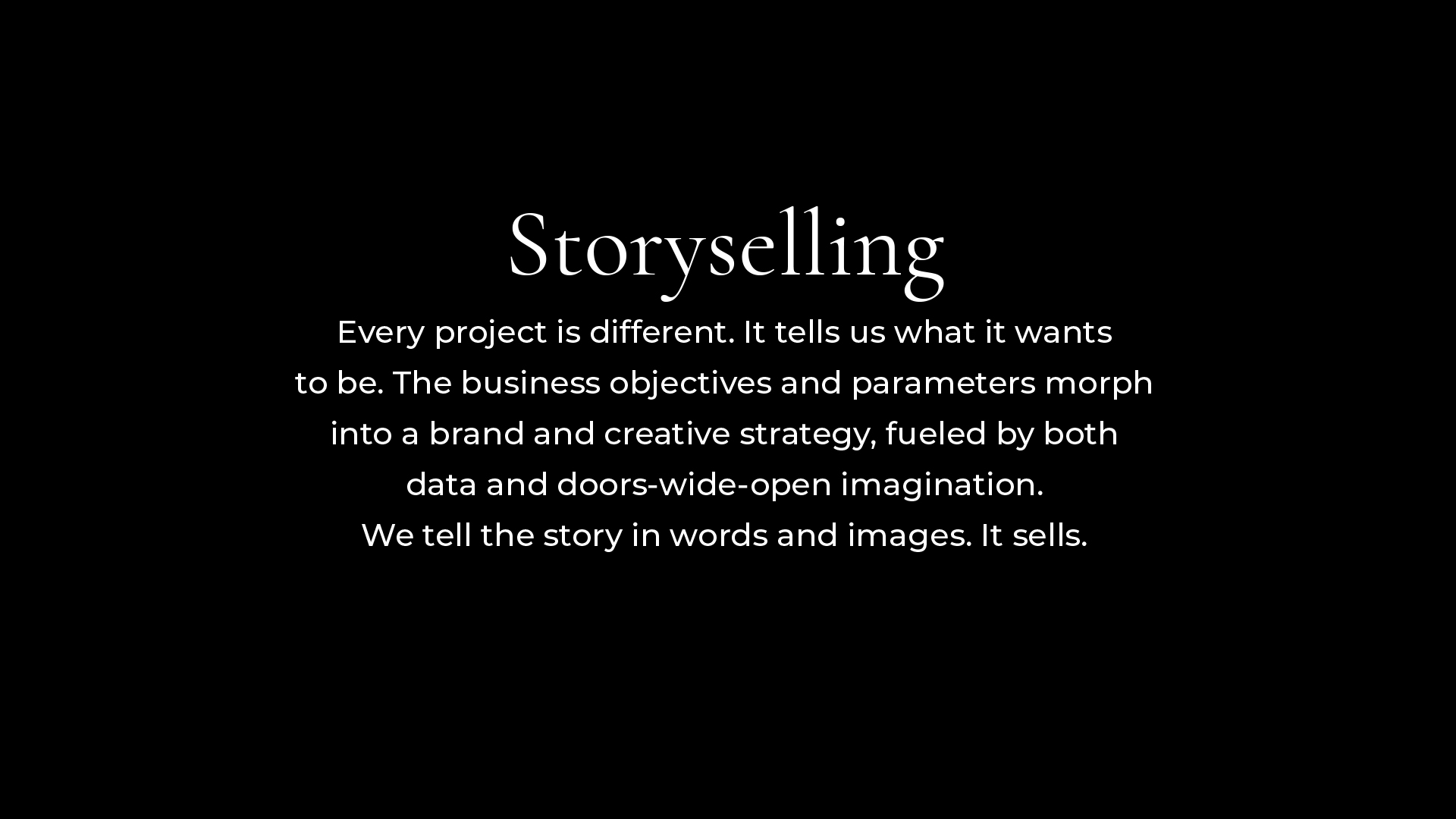 about adams design storyselling white type on black