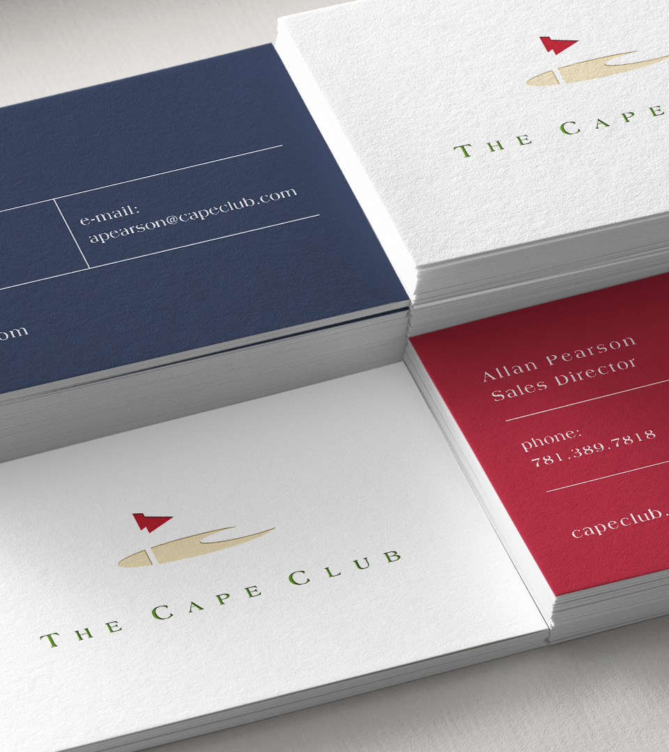 the cape-club-business cards in red white and blue