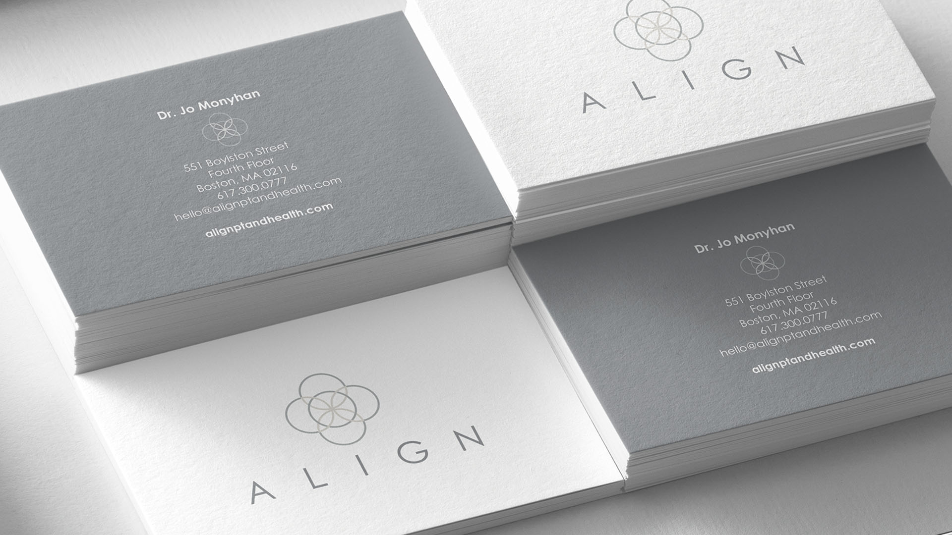 align business cards close up