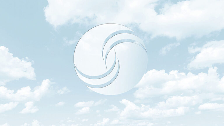 stratus logo embossed on blue sky with clouds