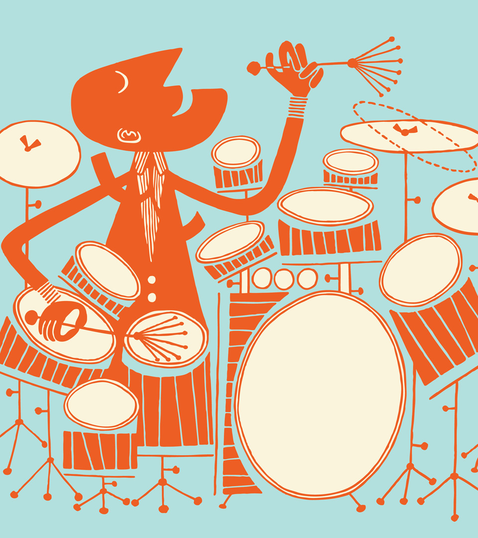 Newbury Street illustration of drummer