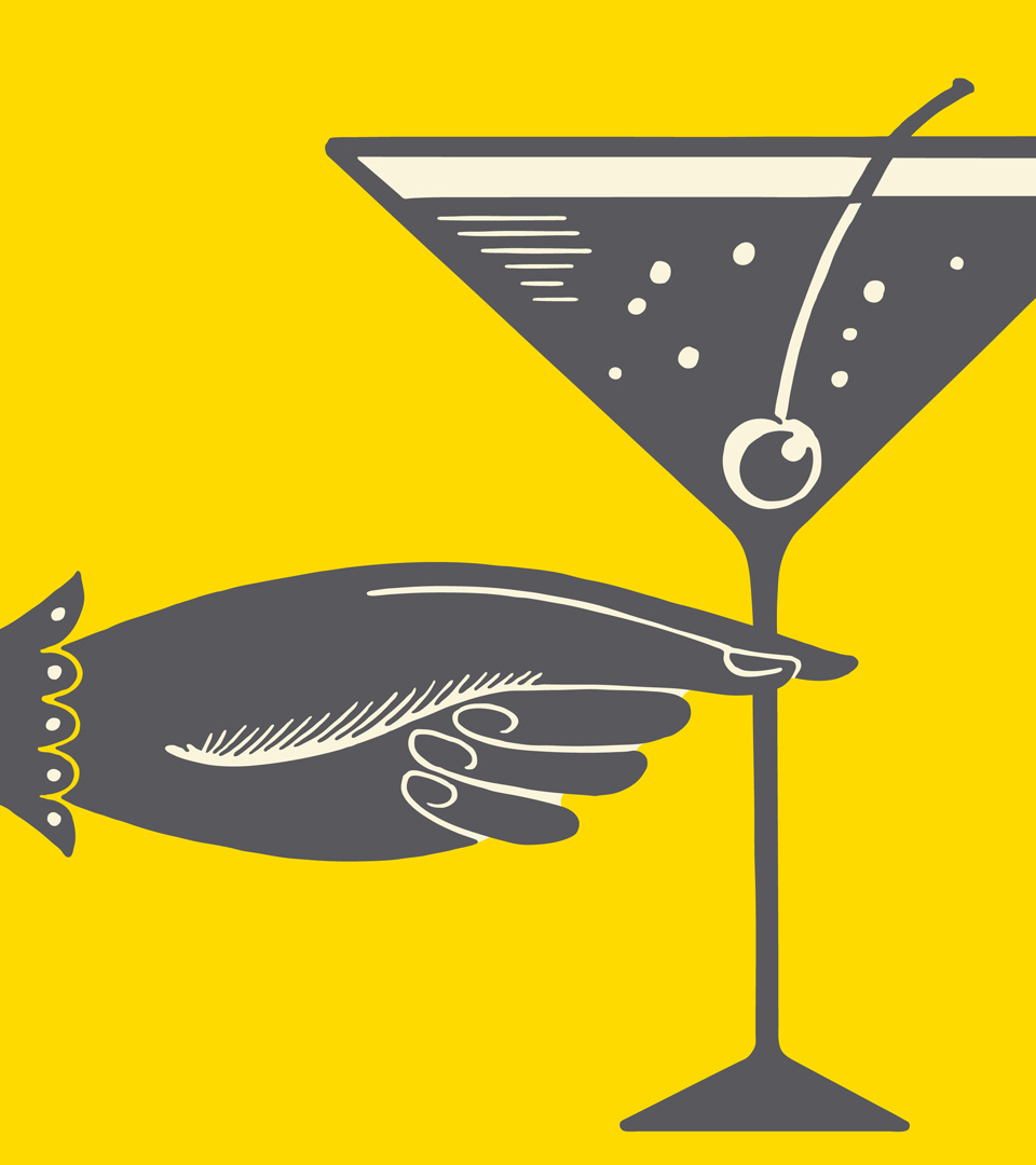 Newbury Street martini illustration