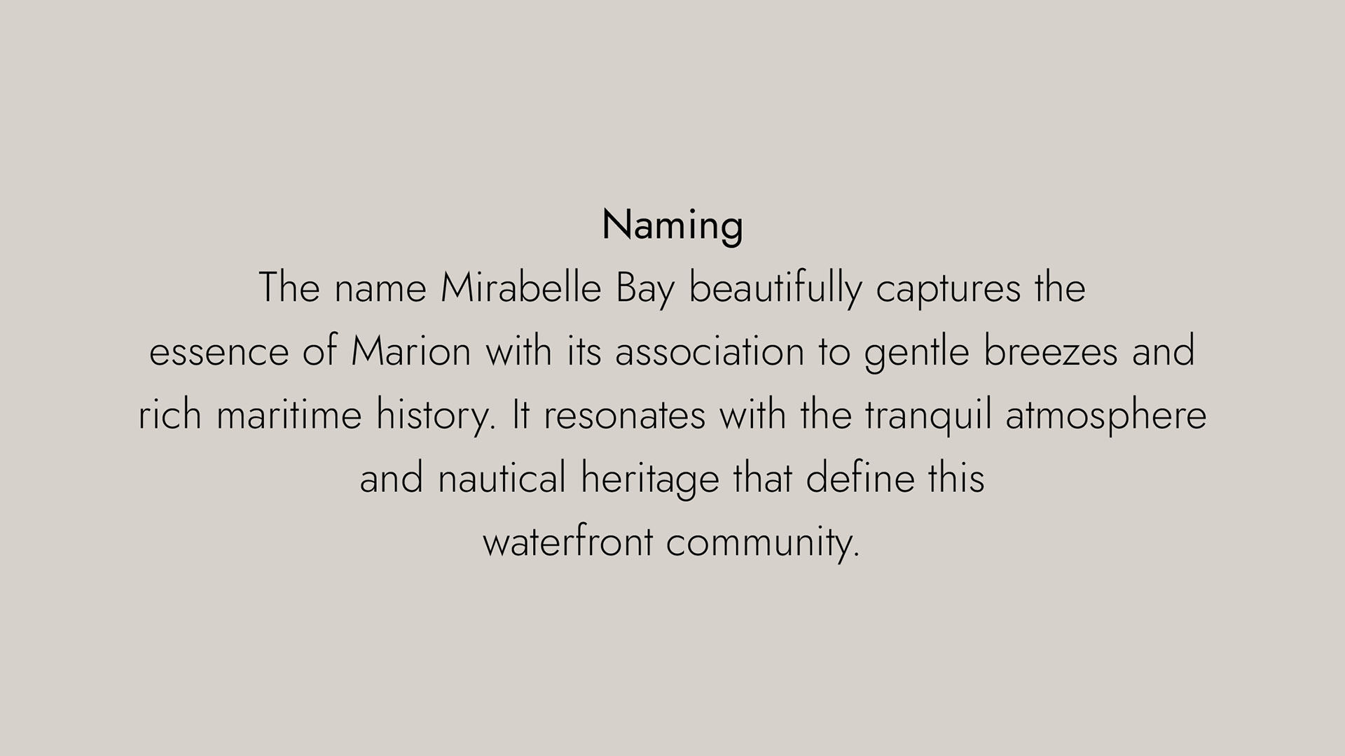 Mirabelle bay naming reasoning