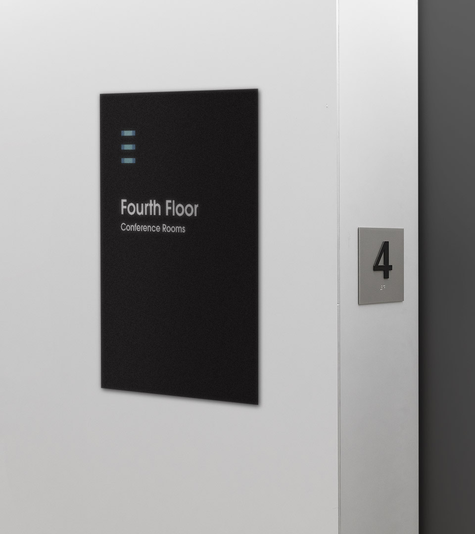 One exeter plaza fourth floor elevator sign
