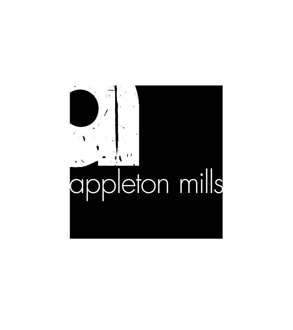 appleton mills black logo on white vertical