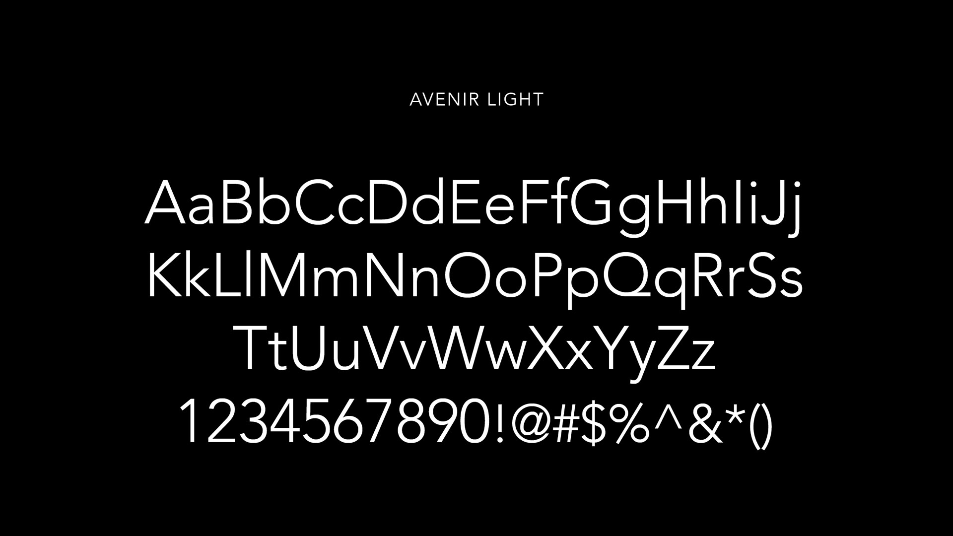 avenir light font on black
