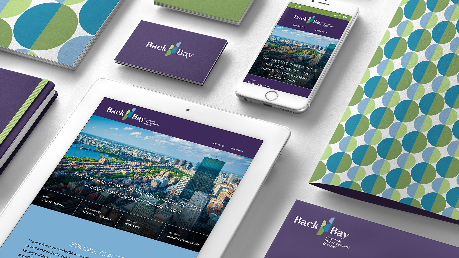 back bay association branding with ipad and iphone