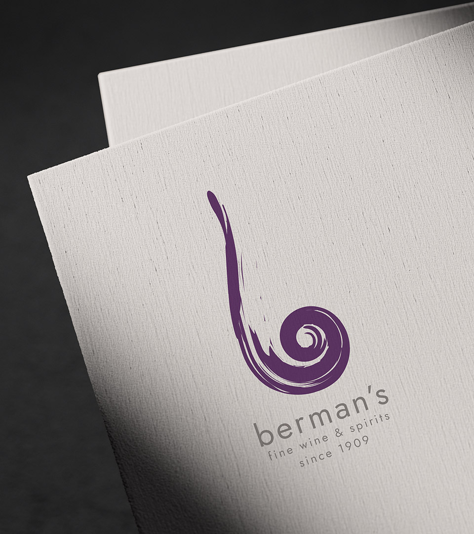 bermans logo on warm gray 1 use this stationery close up