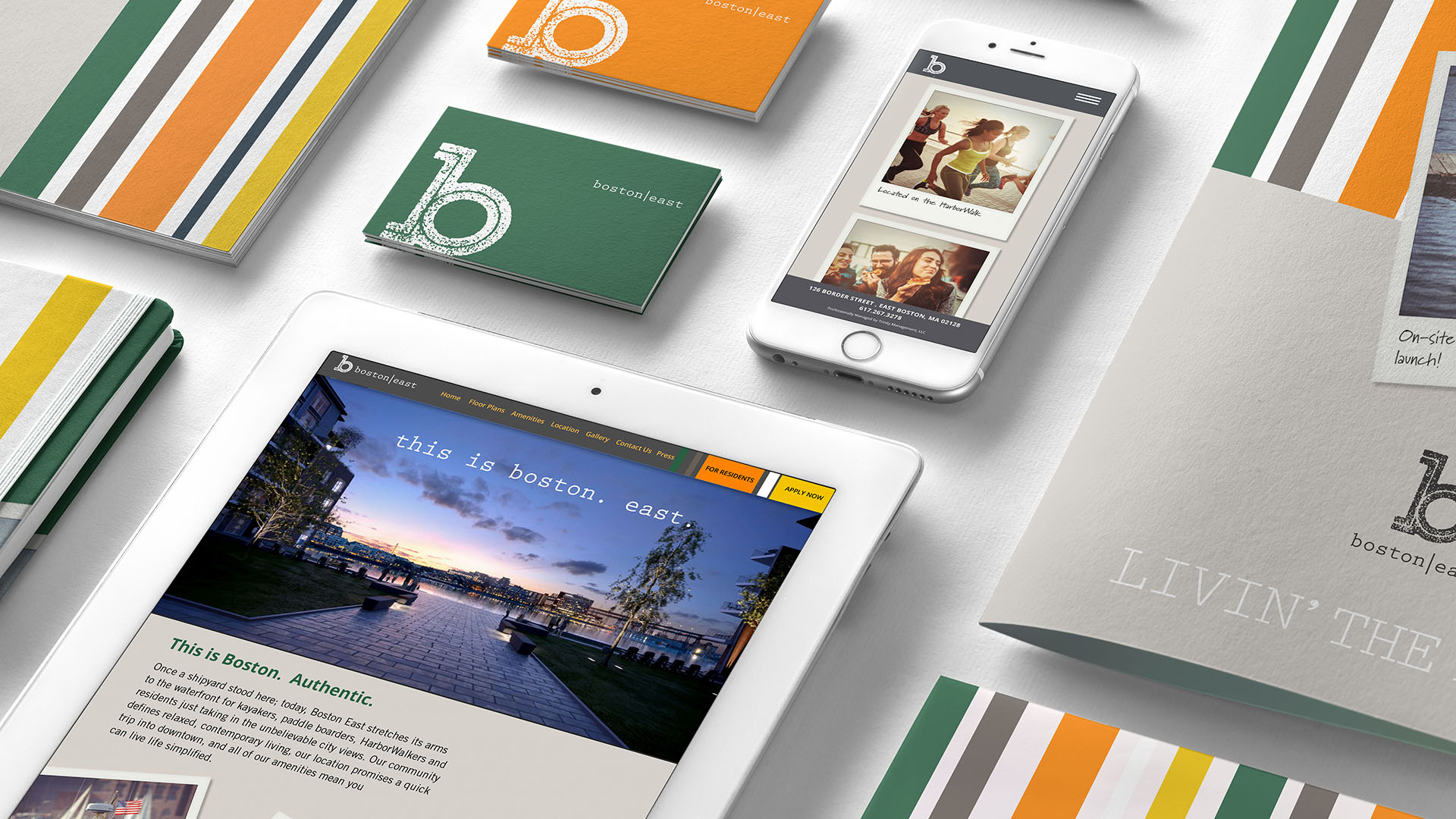 boston east branding with ipad and iphone