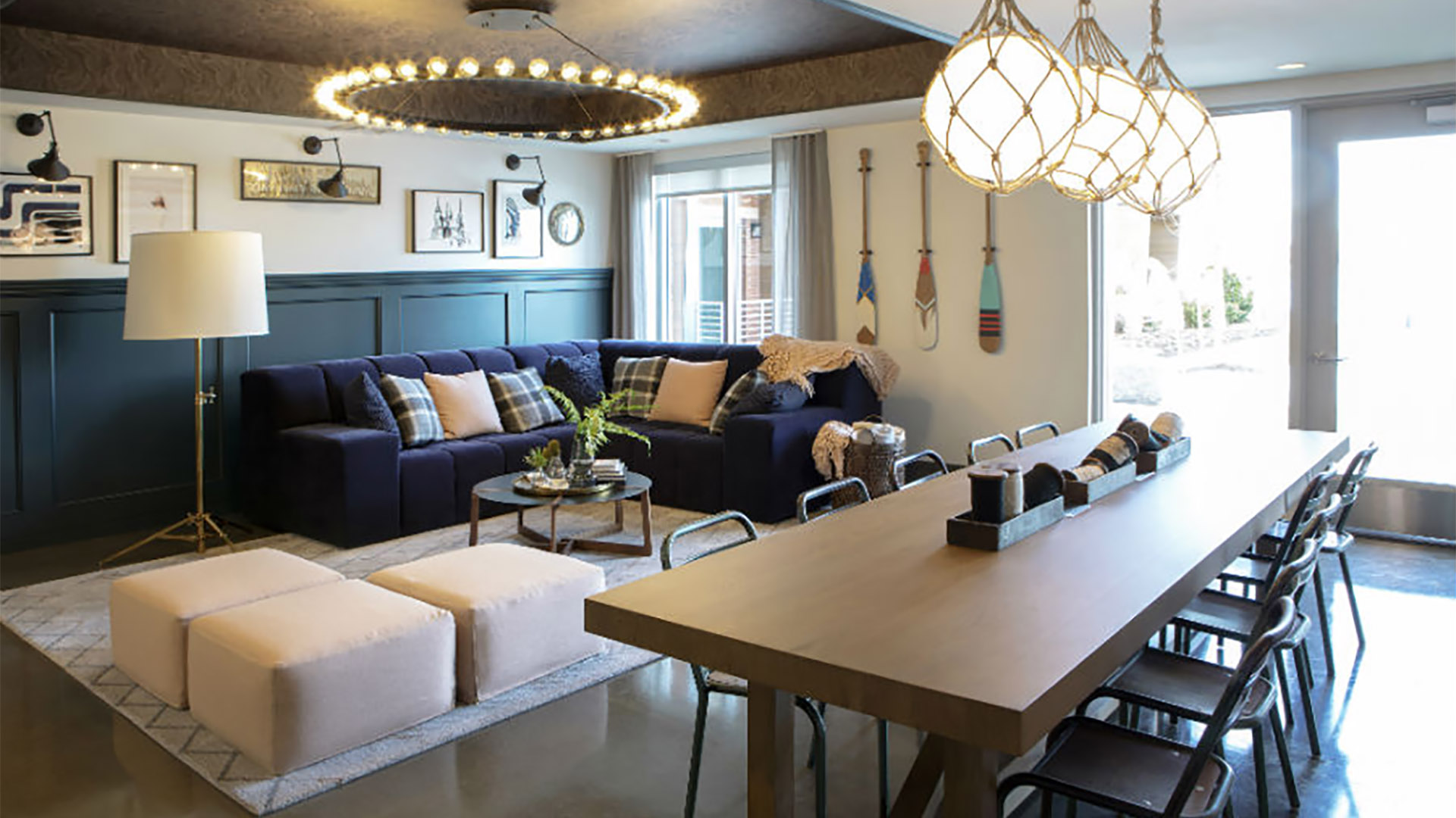 boston east interior with blue sofa