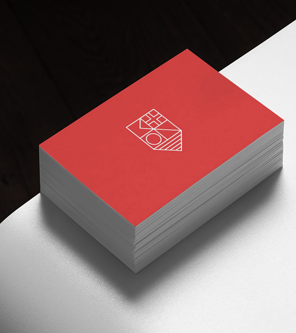 brio red business card with black background vertical