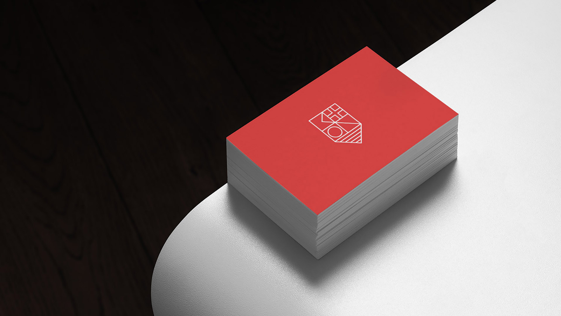 brio red business card with black background