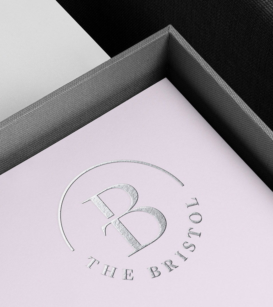 bristol wellesley silver logo on stationery in box vertical
