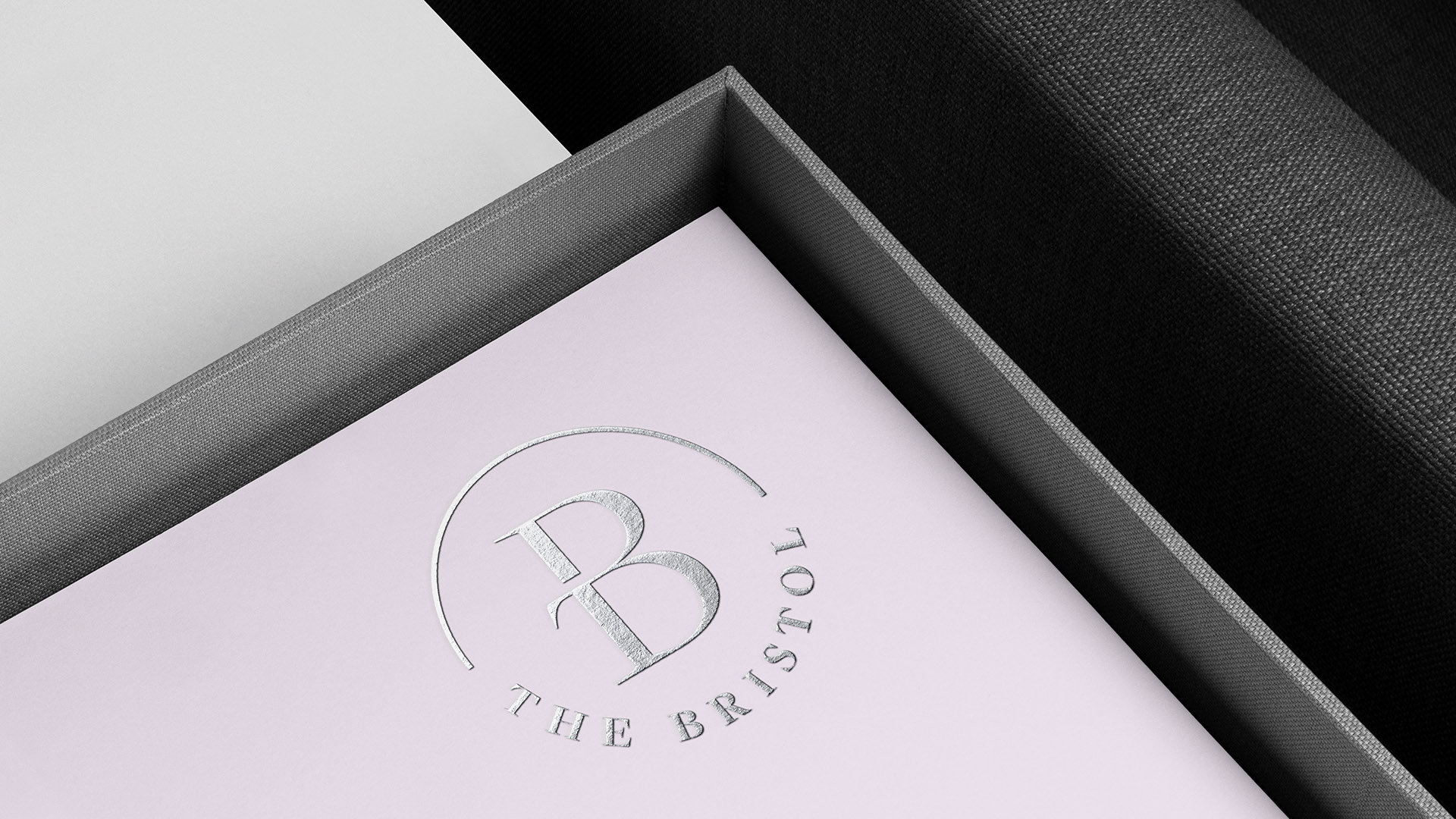 bristol wellesley silver logo on stationery in box