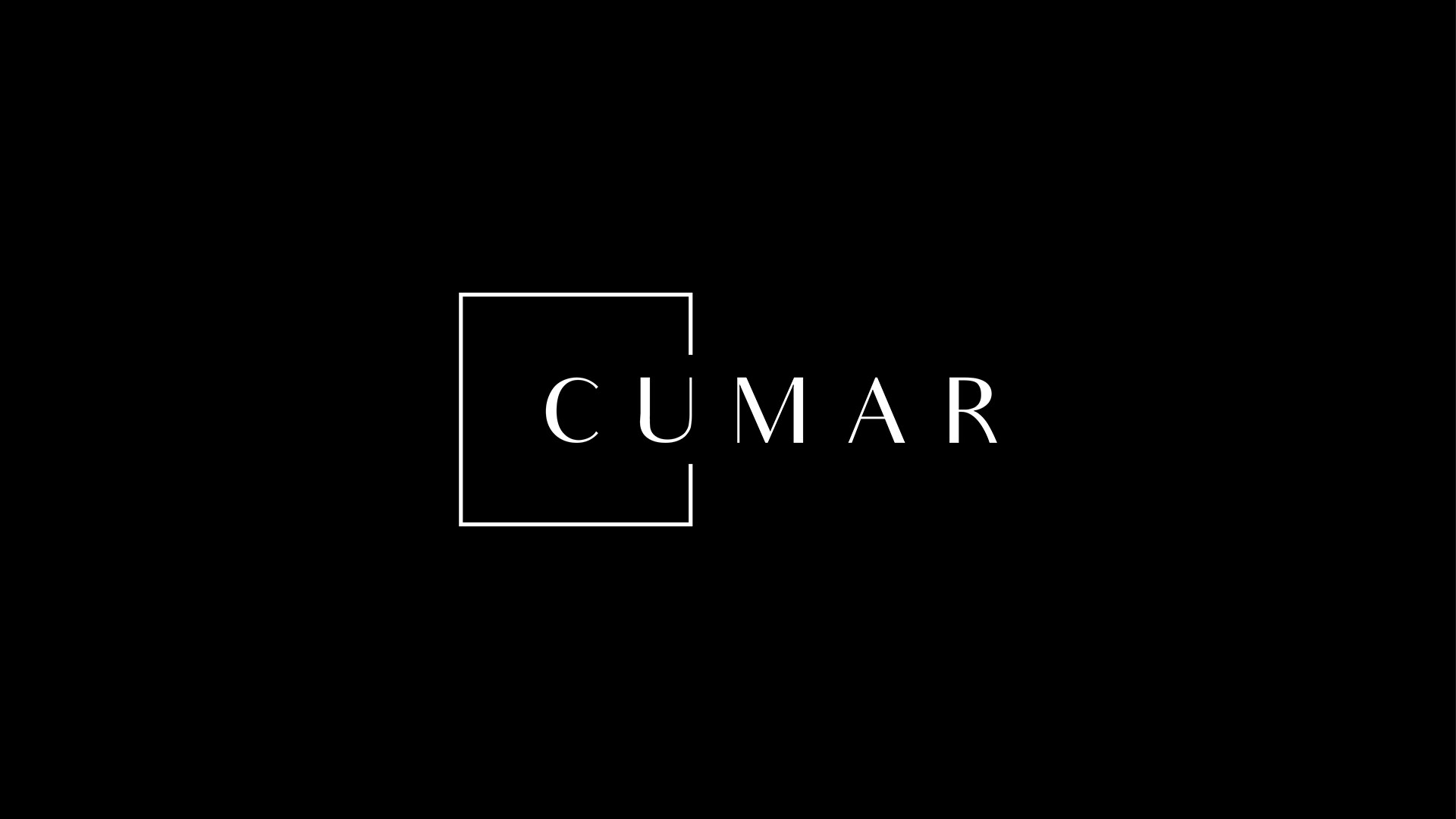 cumar marble and granite white logo on black