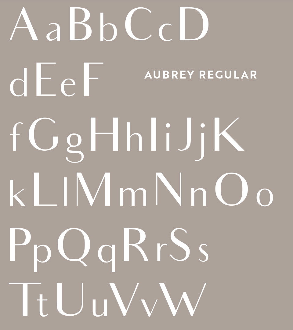 echelon font aubrey on warm gray vertical