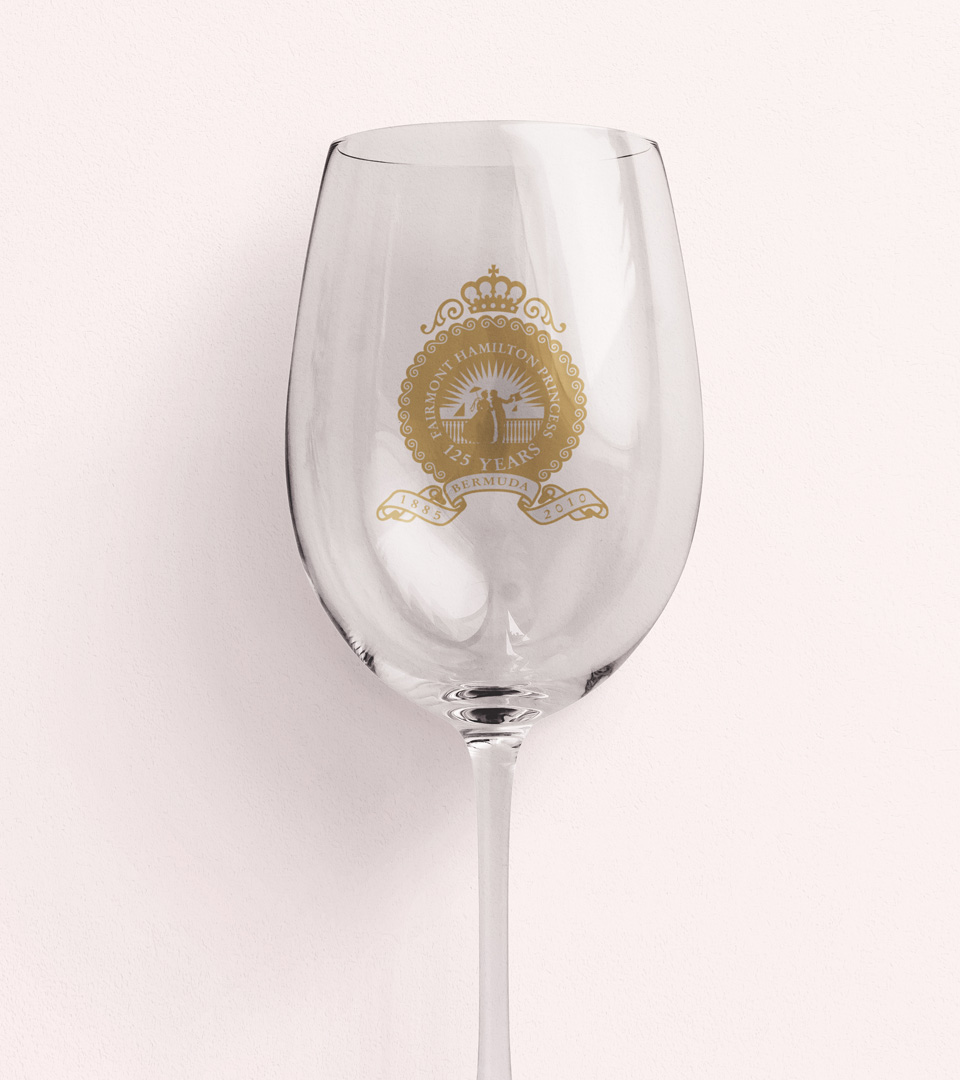 Fairmont Bermuda logo on wine glass