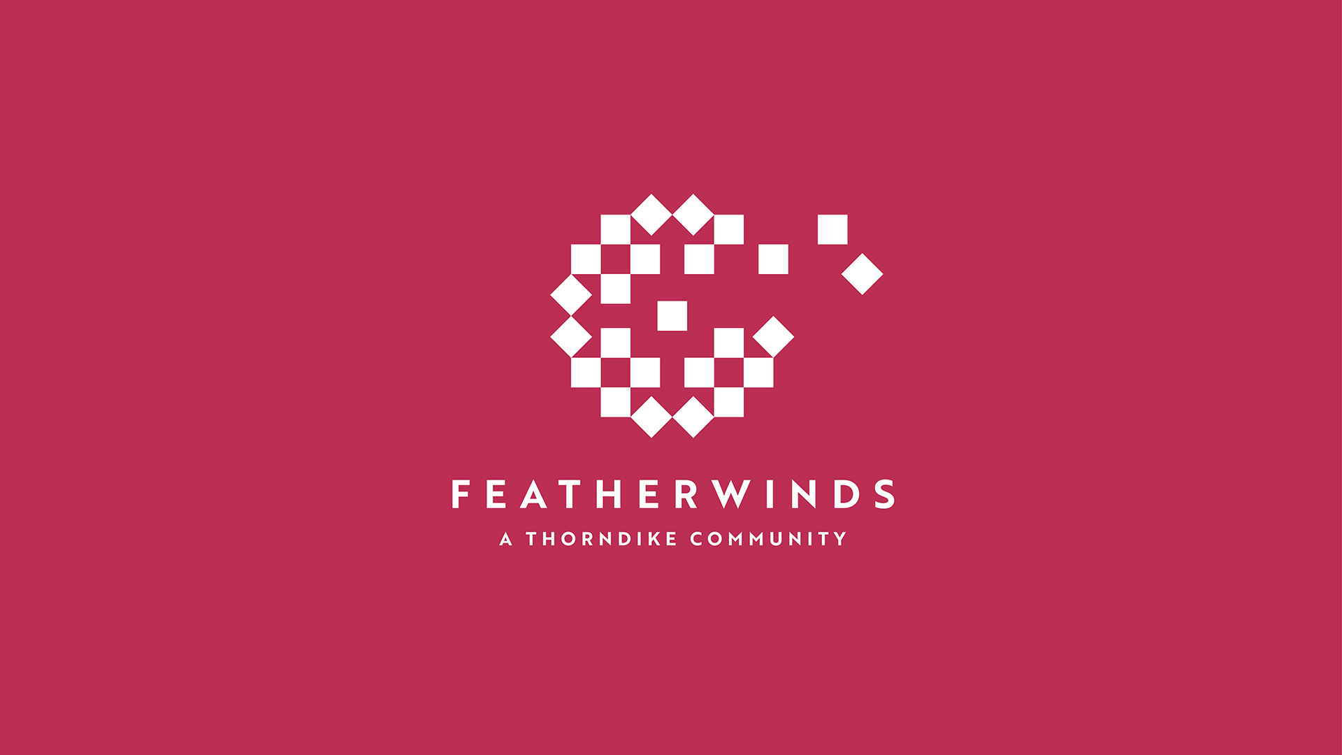 featherwinds white logo on red
